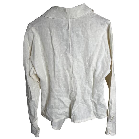 Babette White Ivory Cotton Cardigan Top Blouse Medium M - Picture 2 of 8